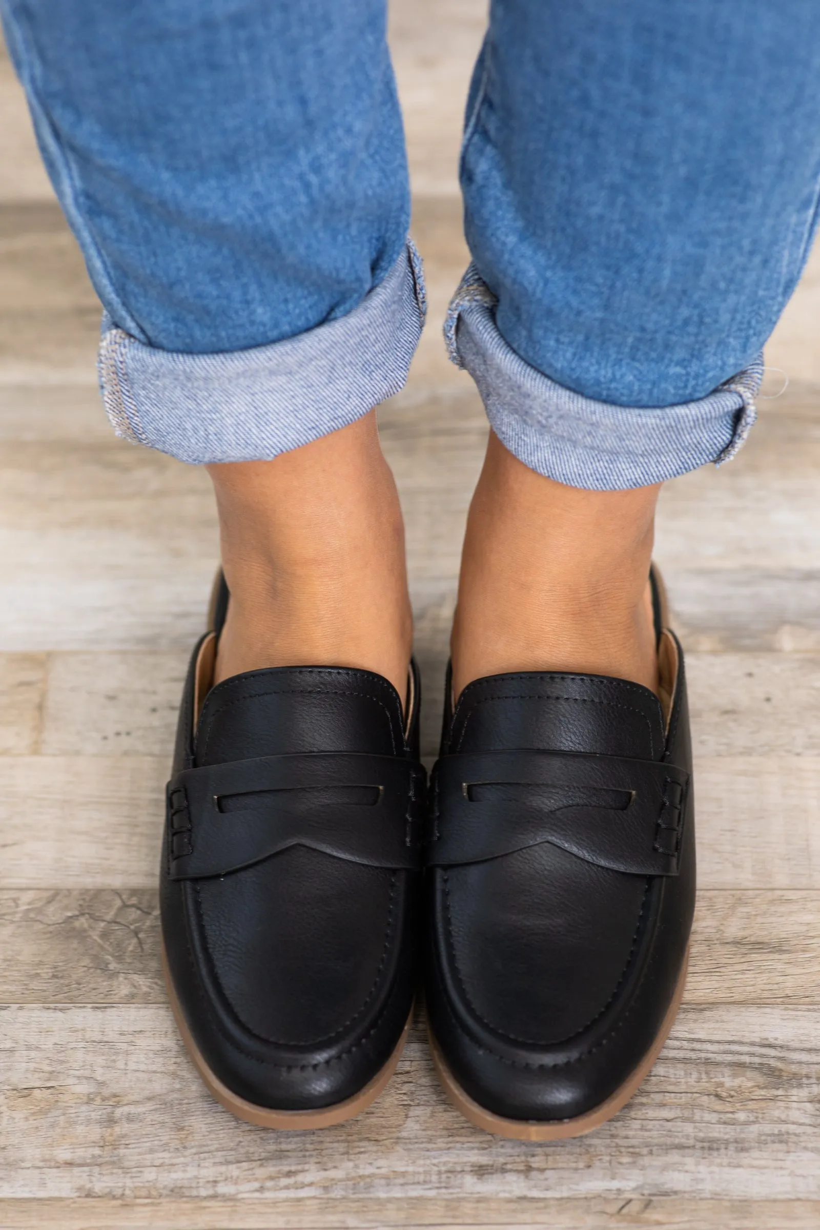 Black Slip On Loafers