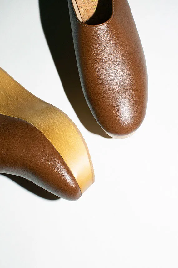 Brown Vegan Platform Clog