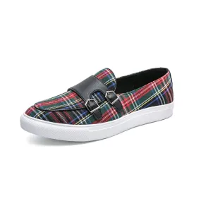 Canvas Plaid Men's Loafer Shoes