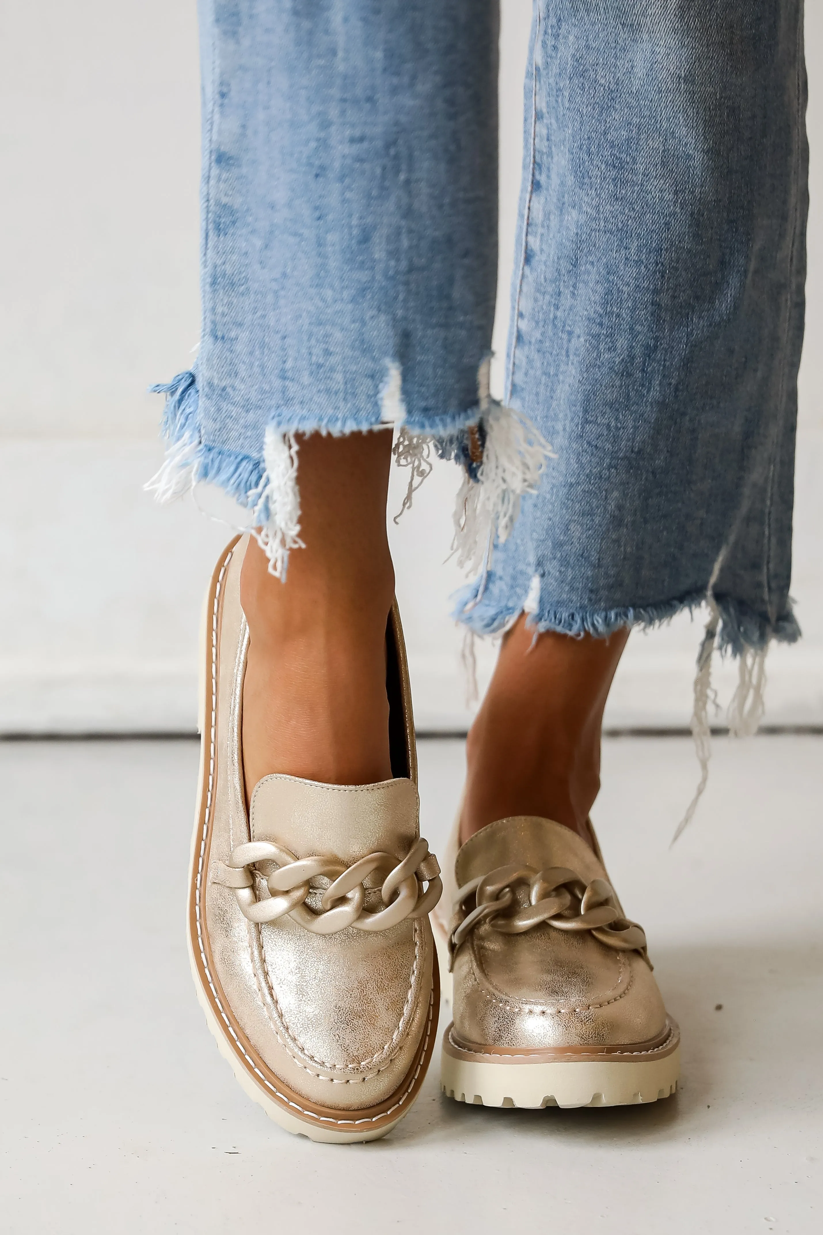 FINAL SALE - Going Your Way Gold Platform Loafers