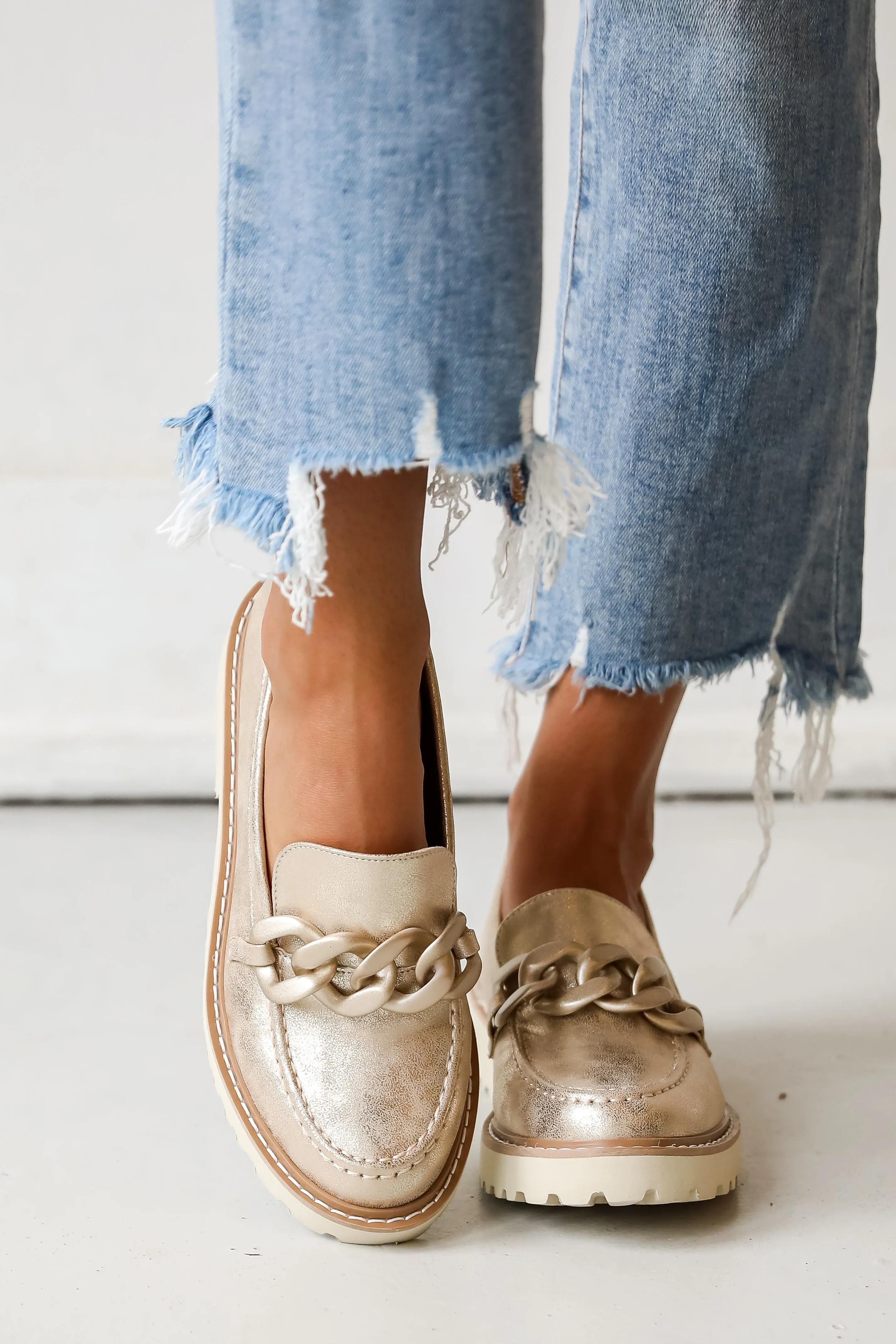 FINAL SALE - Going Your Way Gold Platform Loafers