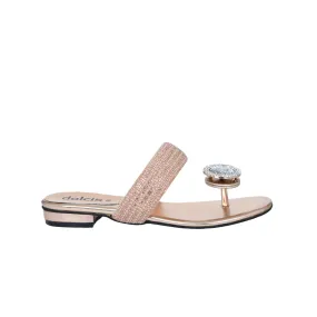 Glamorous Rose Gold Beaded Flats | 715R-PX