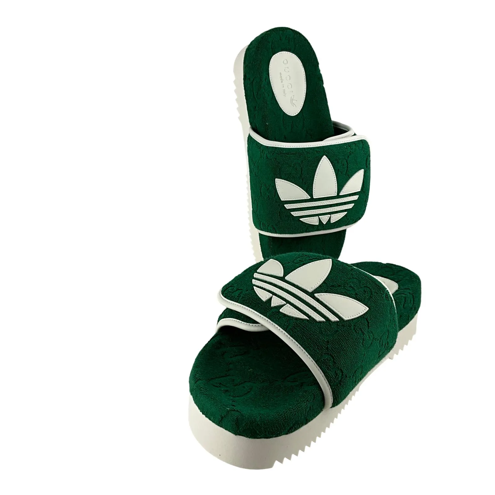 Gucci x Adidas Men's GG Platform Sandal Green Cotton Sponge Sz 9