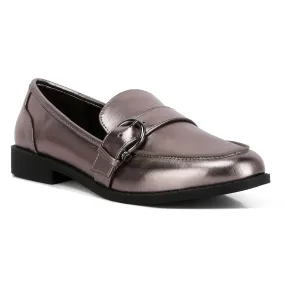 Haruka Metallic PU Loafers