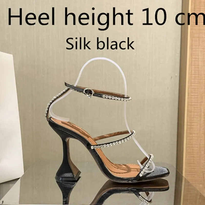 Hnzxzm European and American women's new high heels rhinestone chain decorative sandals