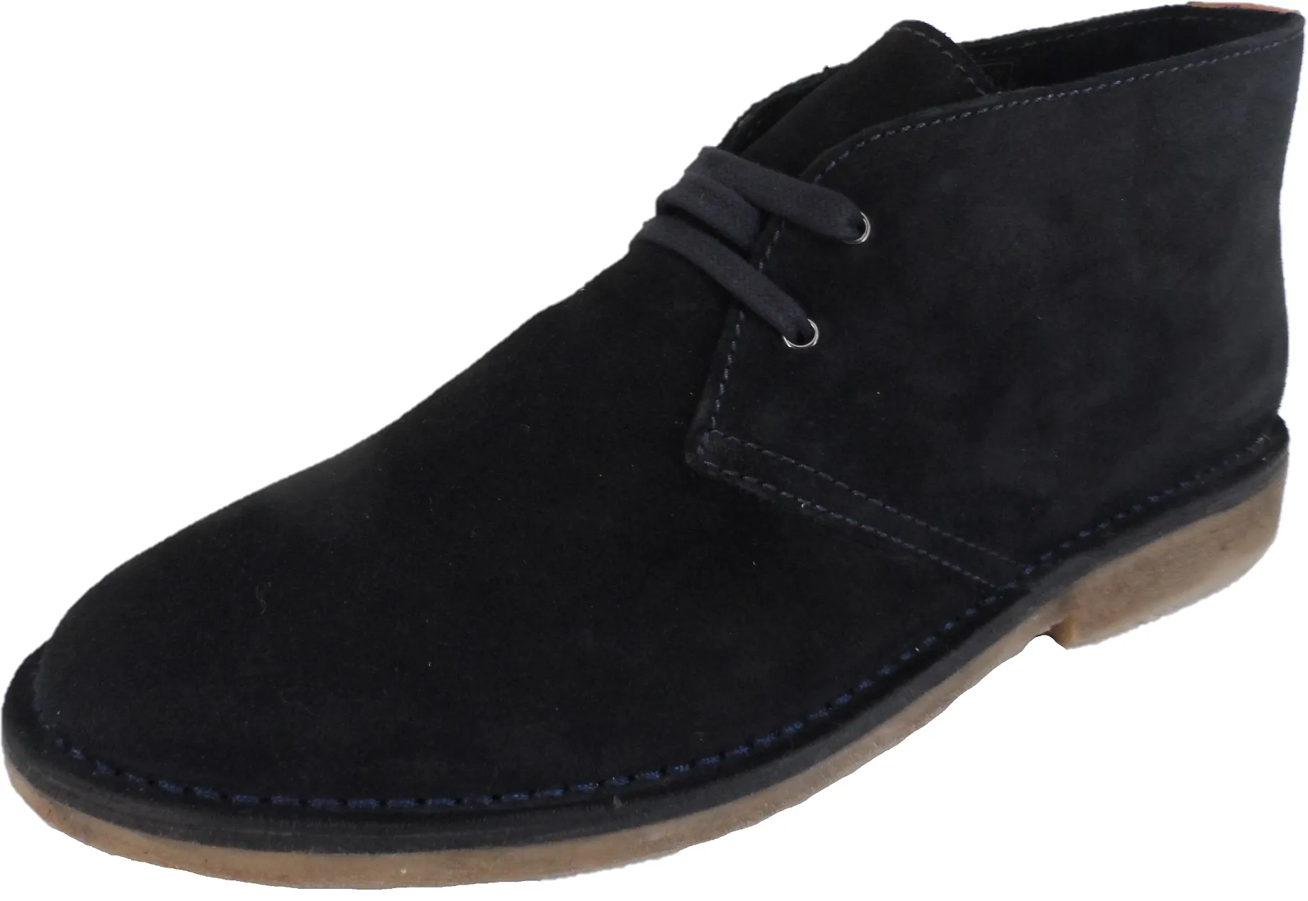 Hush Puppies Mens Navy 2 Eyelet Real Suede Desert Boots