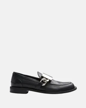 Jw Anderson Metallic Plate Leather Loafers Men In Black