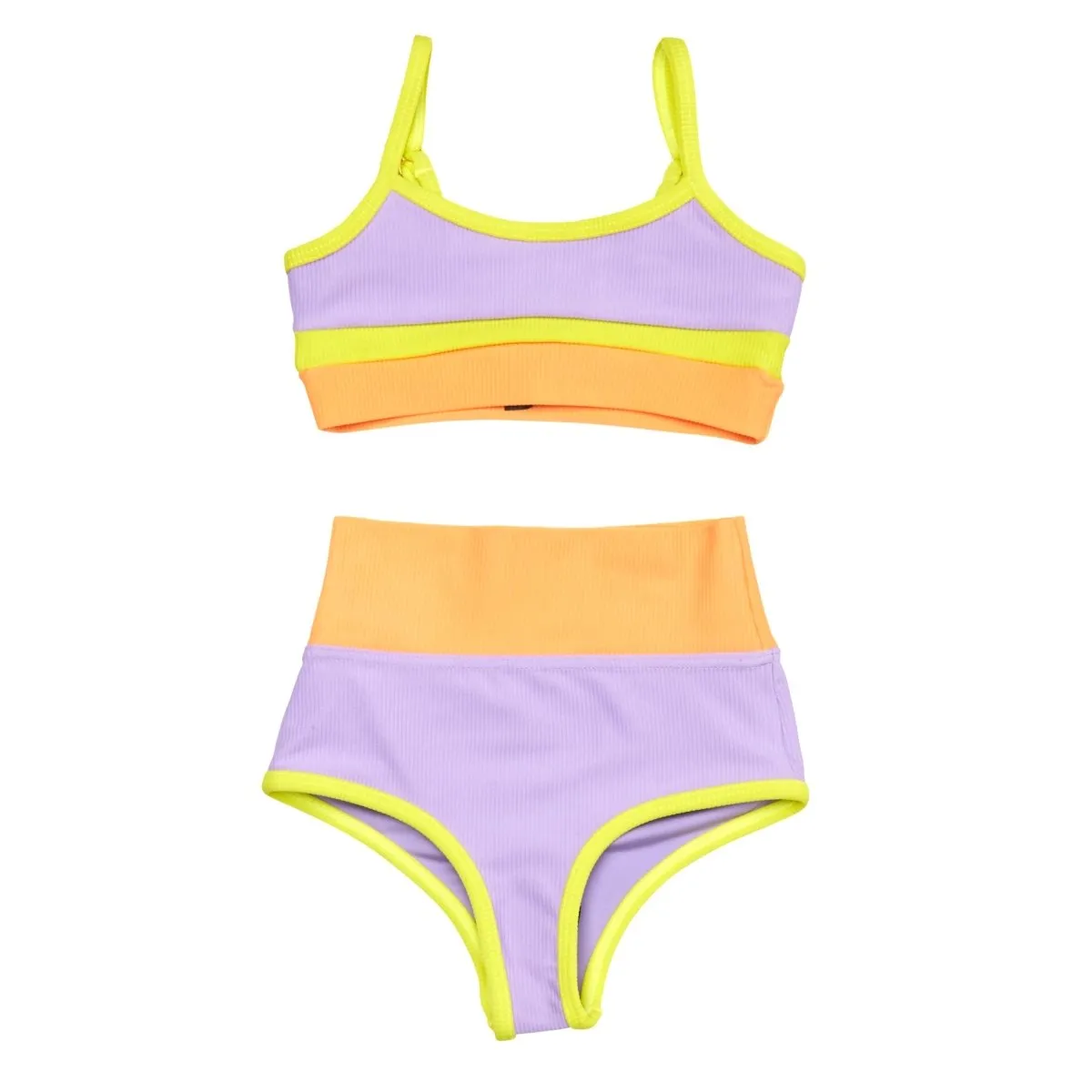 LITTLE EVA SUNDAZED COLOR BLOCK SPORTY TWO PIECE BIKINI