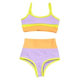 LITTLE EVA SUNDAZED COLOR BLOCK SPORTY TWO PIECE BIKINI