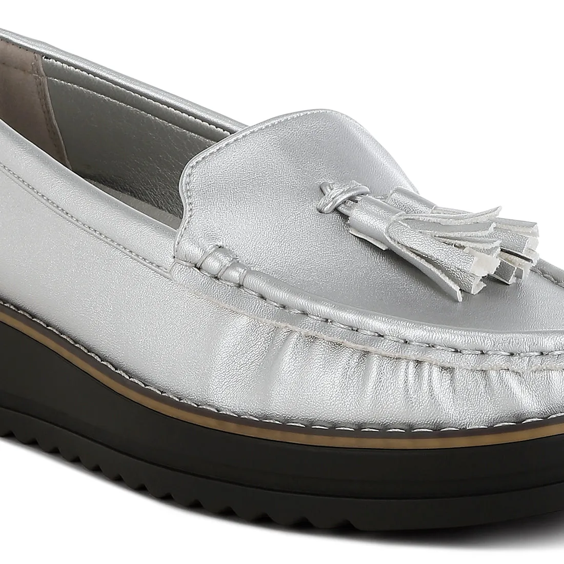 Metallic Tassel Detail Loafers