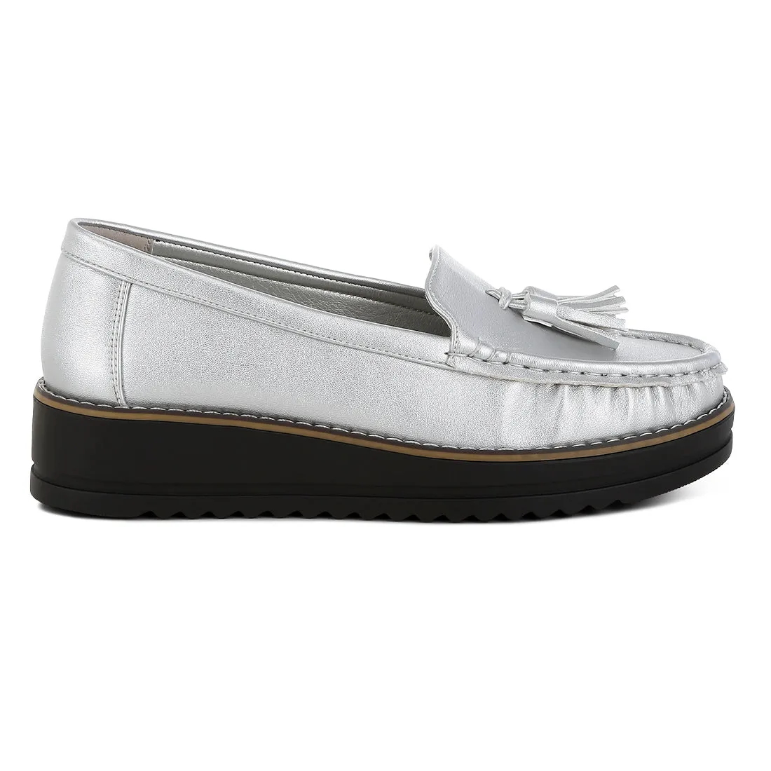 Metallic Tassel Detail Loafers