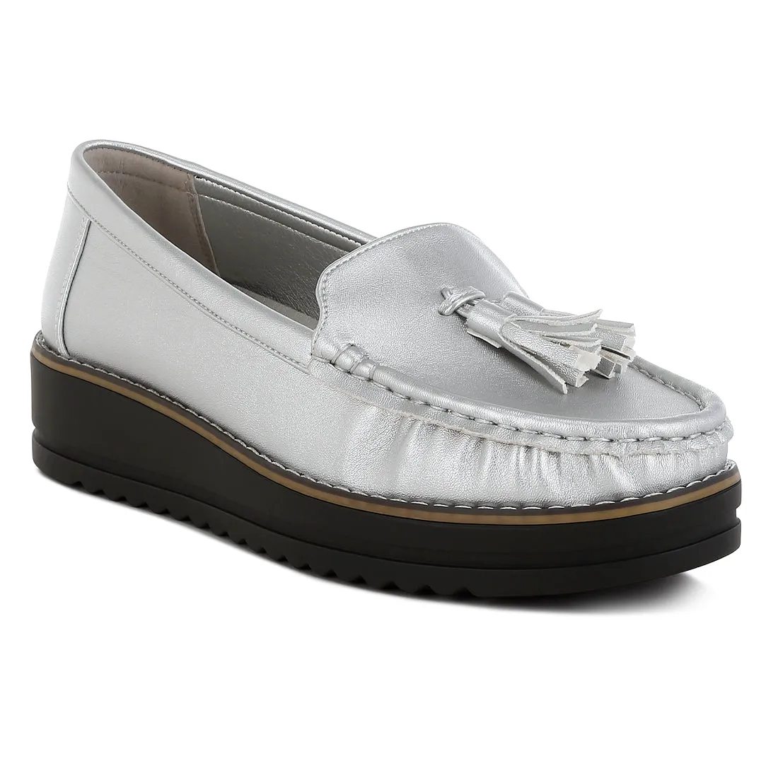 Metallic Tassel Detail Loafers