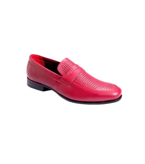 Montique Red Men's Slip-On Dress Shoes Strap Loafer