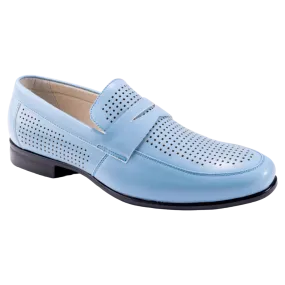 Montique Sky Blue Men's Penny Strap Loafer Slip-On Dress Shoe