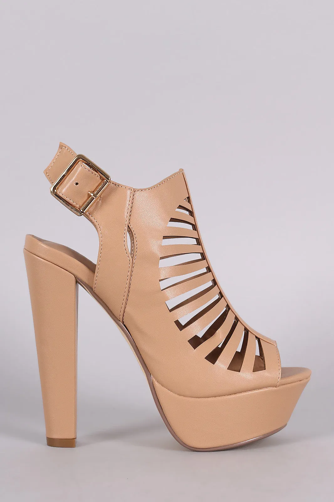 Peep Toe Cutout Chunky Platform Heel