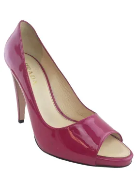 Prada Patent Leather Peep Toe Platform Pumps Size 7.5