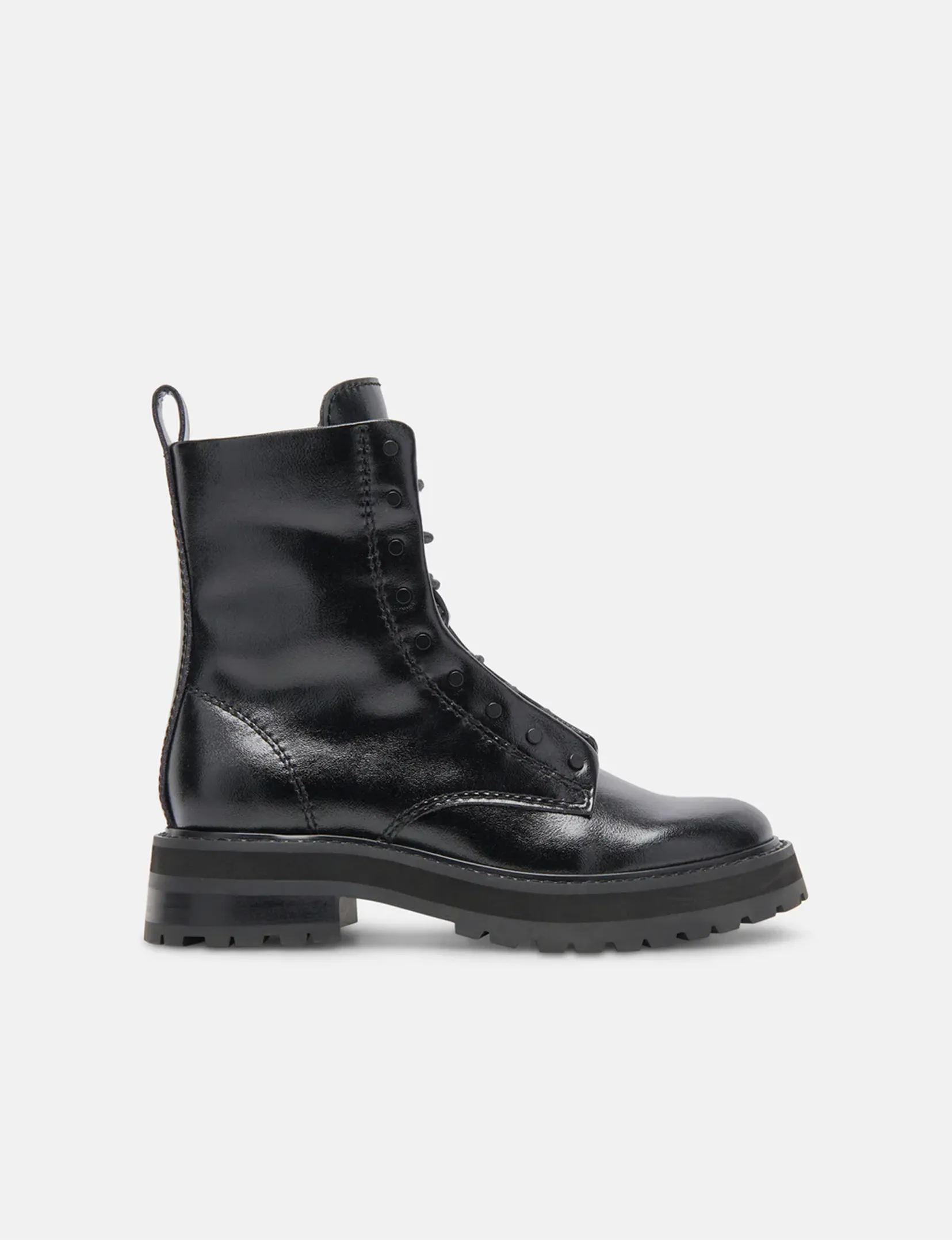 Ranier Patent Leather Boots, Midnight Crinkle