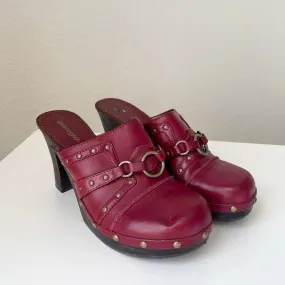 Red Leather BONGO Clogs