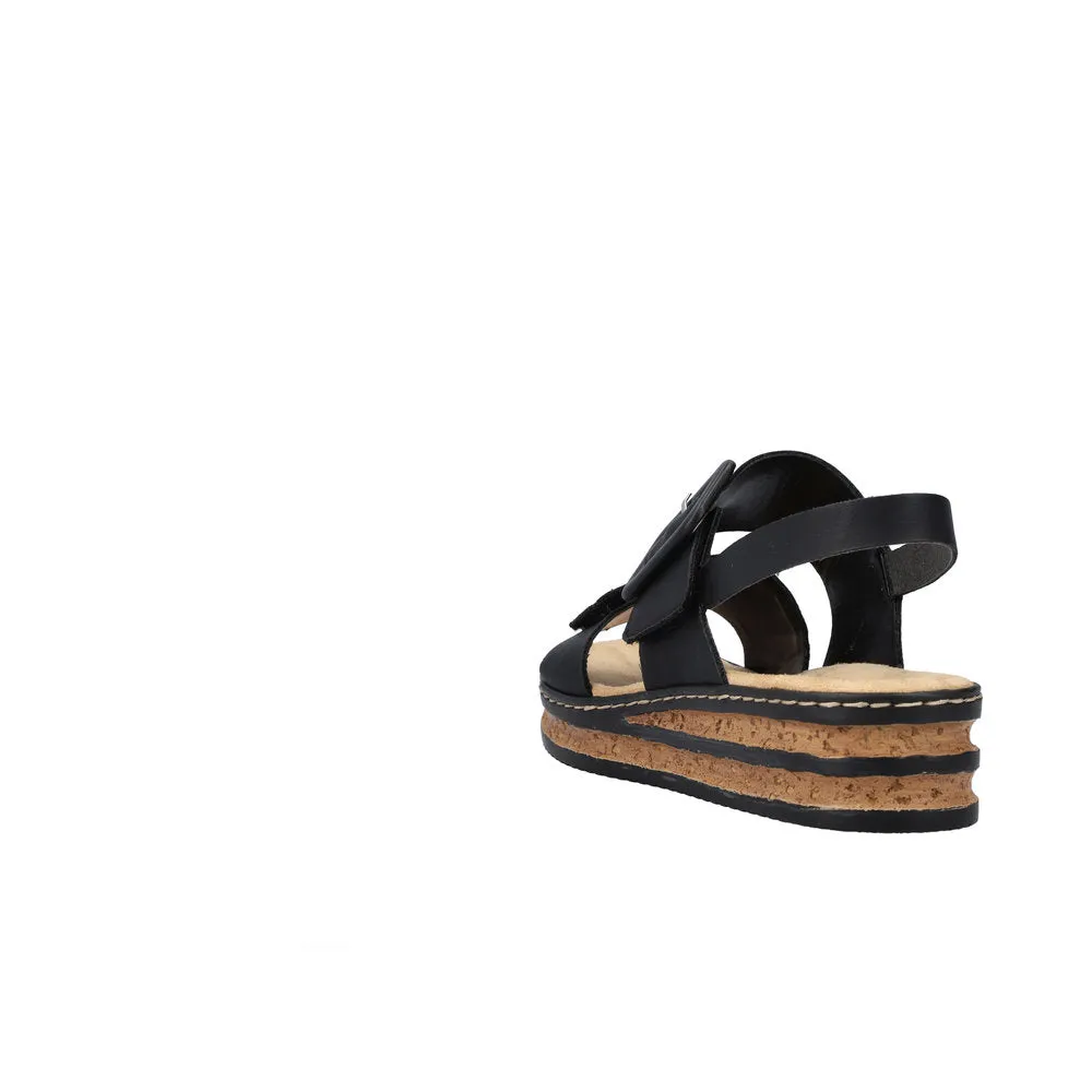 Rieker 62950-00 Ladies Black Touch Fastening Sandals