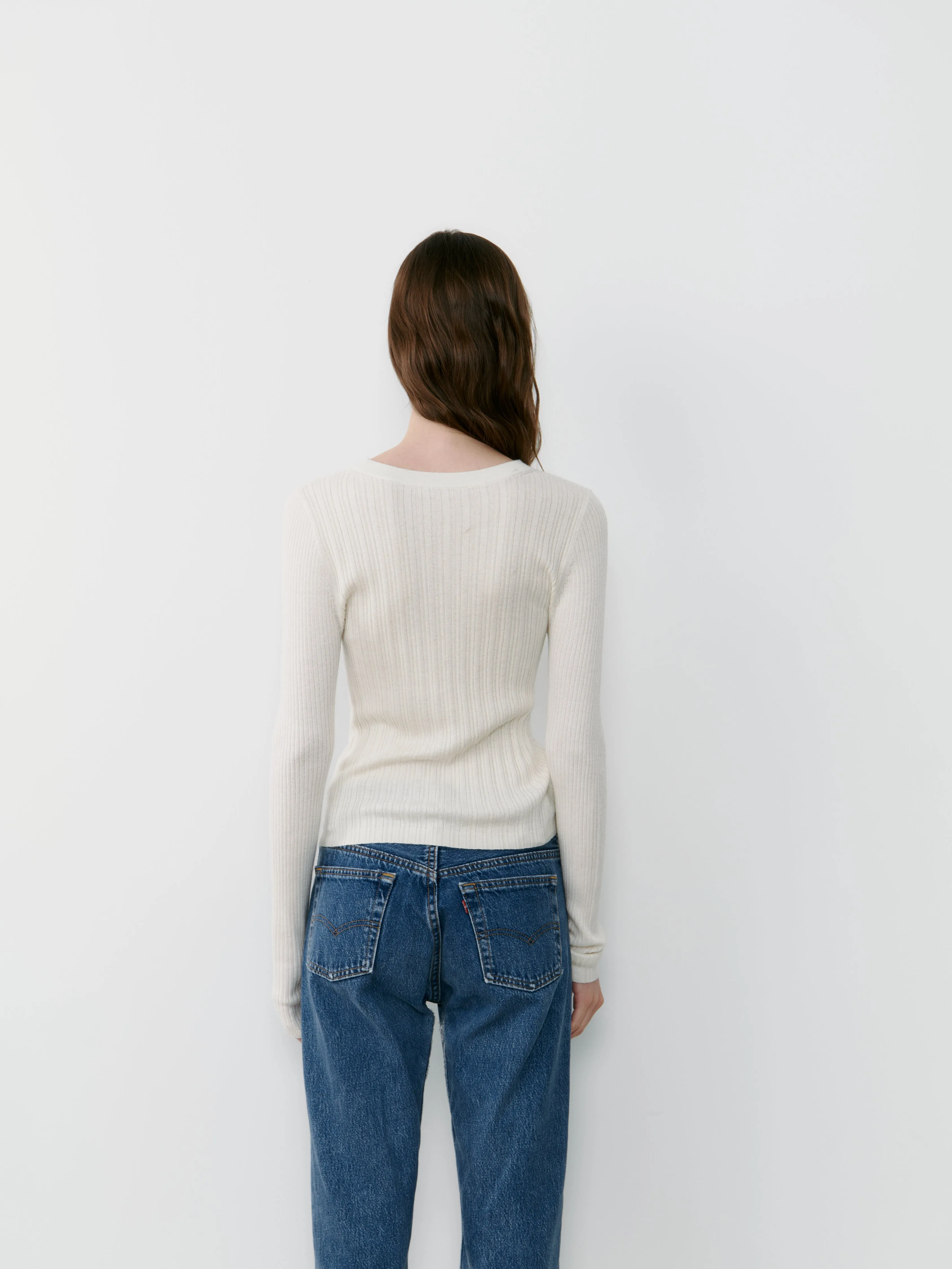 THE SILK RIBBED BOATNECK - ECO WHITE