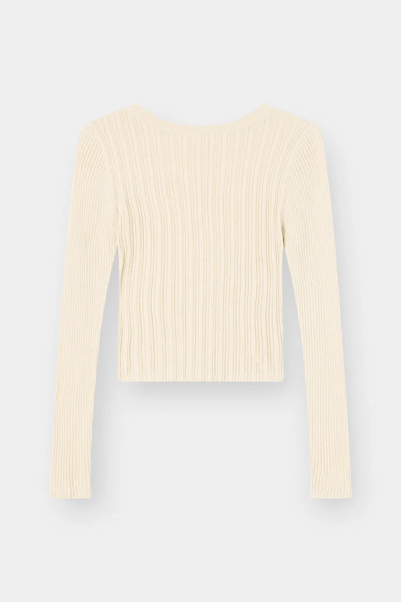 THE SILK RIBBED BOATNECK - ECO WHITE